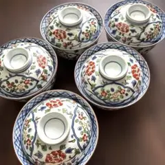 有田焼　明国窯　金彩花文様　蓋付き丼 中皿　8点セット　古伊万里　中鉢　色絵 有田焼 明国窯 金彩花文様 蓋付き丼 中皿 8点セット 古伊万里 中鉢