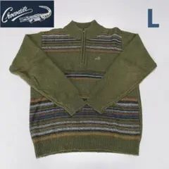 クロコダイルCrocodile ニットセーター オリーブグリーン Lサイズ