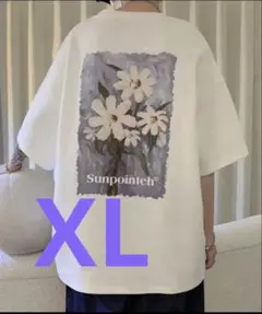 新品　フラワーグラフィック　両面プリント　白Tシャツ