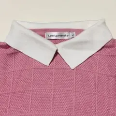 Lentamente ピンク チェック柄 ニットセーター Lサイズ