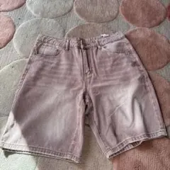 デニムハーフパンツ　ピンク