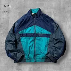 2731 古着90年代NIKEナイロンジャケット刺繍ロゴ好配色マルチカラー短丈L