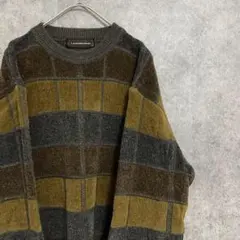 00s　柄ニット　アクリル　メンズM　古着　個性派　奇抜　B5