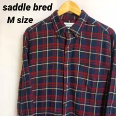 USA古着【M】saddle bred ネルシャツ ネイビー/レッドチェック