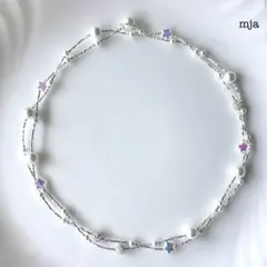 ホワイトパール×スター　ロングネックレス