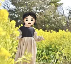 黒とベージュの長袖ワンピース 110