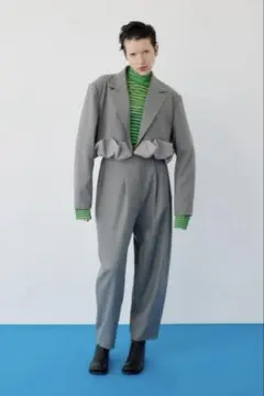 美品 HeRIN.CYE スーツ バルーンショートジャケット グレー - メルカリ