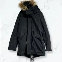 a2980 R.D.Ghost モッズコート 黒 M フード付き ファー 秋冬