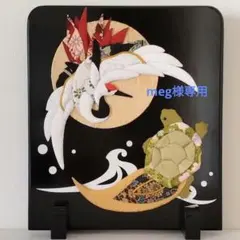 meg様専用 さくらほりきり 衝立 押し絵 長寿鶴亀 ちりめん