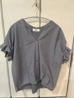 BEAMS HEART ストライプ フリル袖 半袖シャツ