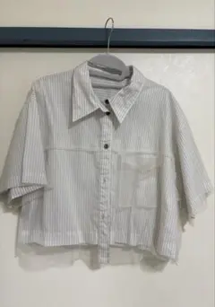 MAISON SPECIAL ストライプショート丈シャツ