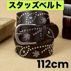 Y2K スタッズ 黒ベルト ウエスタン調 ターコイズ付き ロック系 アメカジ 男