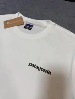 patagonia ホワイト ロゴ Tシャツ