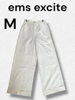 エムズエキサイト　ワイドパンツ Mサイズ アイボリー系　カジュアルパンツ　上品