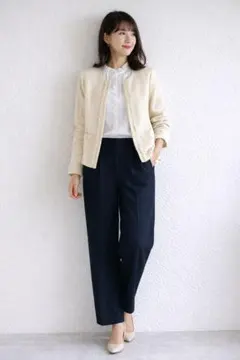 セレモニー3点☆グリーンレーベル ツイードジャケット×ワイドパンツ 卒入学式