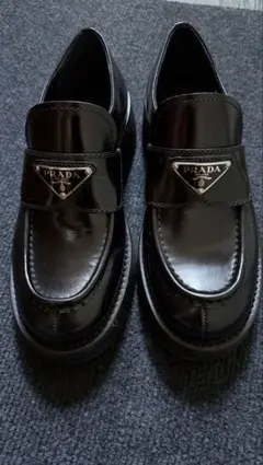 美品PRADA ブラック レザーローファー36