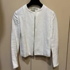UNITED ARROWS ノーカラージャケット 38 ホワイト