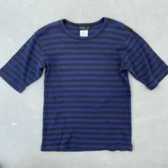 90s フランス製 アニエスベー リブ ボーダーTシャツ 紺 黒 ユニセックスのサムネイル