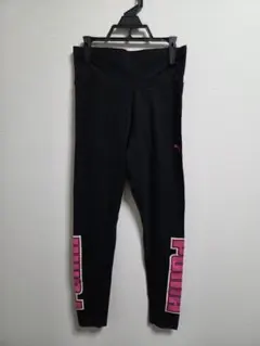 PUMA プーマ トレーニングパンツ レディース M コットン 黒×ピンク