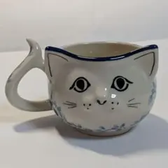 ☆作家もの器☆長田恵☆片口マグカップ大☆ネコ×お魚☆コーヒーカップ 