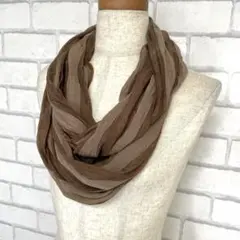 透け感スヌード　ボーダー　茶色　ブラウン　春夏コーデ　男女兼用　ユニセックス