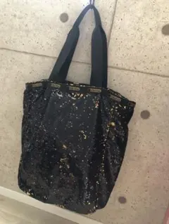 未使用LeSportsac レスポートサック トートバッグ スパンコール 黒 金