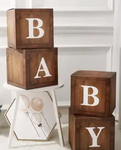 木製「BABY」ブロック 4個セット