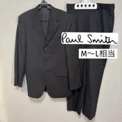 【美品/上質】ポールスミス セットアップ スーツ ストライプ L 黒 シルク混