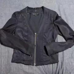 UNTITLED ノーカラージャケット サイズ2 ダークネイビー