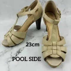 POOL SIDE Tストラップ サンダル 23cm ベージュ【B】のサムネイル