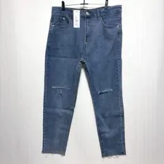【新品neosダメージスキニーデニム】 XLサイズ/スキニーパンツ/ネオス