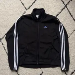 90s adidas トラックジャケット　フリース　ブラック　刺繍ロゴ　M