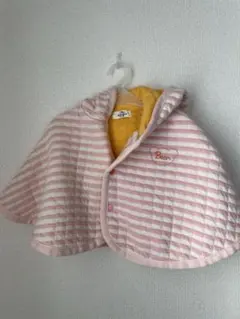Baby Ampersand ベビーポンチョ ピンクと白のストライプ