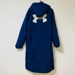 Under Armour ネイビー ベンチコート 中綿ダウン ロング フード付き