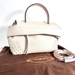 美品 トッズ ウェーブ ショルダーバッグ 2way レザー 白 ハンドバッグ