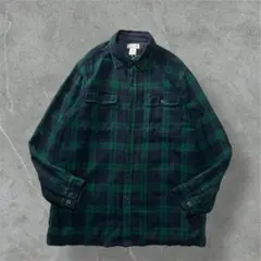 LLBean Fleece-LinedFlannelShirtブラックウォッチM