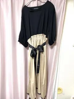 ゴールドジャパン　リボン付き　ワンピース　5L ベージュ