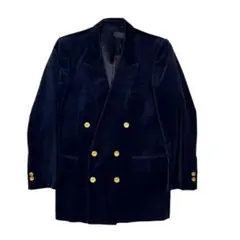 ベロア 紺ブレ ダブル テーラードジャケット ネイビー 金ボタン M 美品