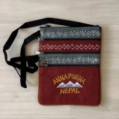 ネパール ショルダーバッグ 刺繍デザイン ポシェット サコッシュ