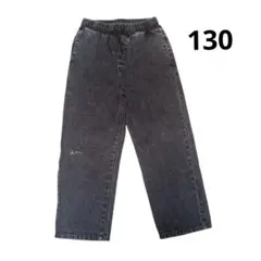 GLOBAL WORK ワイドパンツ デニム キッズ グレー130 ゴム
