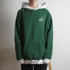 XLARGE バイカラーフーディーパーカー グリーンホワイト/VW310