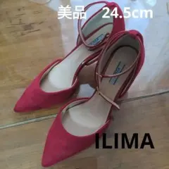 美品　ILIMA　赤 スエード ポインテッドトゥ ハイヒール　パンプス　春のサムネイル