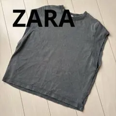 ZARA ザラ　ノースリーブ カットソー チャコールグレー　ヴィンテージ加工