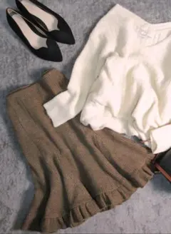 ラルフローレン RALPH LAUREN 素敵 裾フリル ウール スカート 6