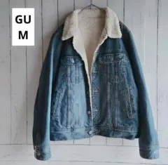 【GU】М ライトブルーデニムボア中綿ジャケット