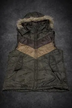 ダウンベスト　y2k グランジ　ファー　ベスト　キルティング