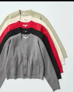 スムースコットンVネックショートカーディガン グレー