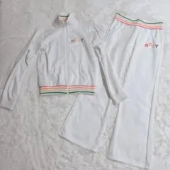 【未使用品】ROXY ジャージ上下セット ホワイト マルチカラーラインのサムネイル
