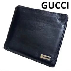 人気　グッチ　折り財布　レザー　ブラック　G金具　フラップ　ユニセックス