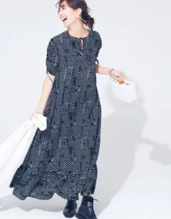 定価9万 J&M DAVIDSON 20SS ランダムドットワンピース ブラック